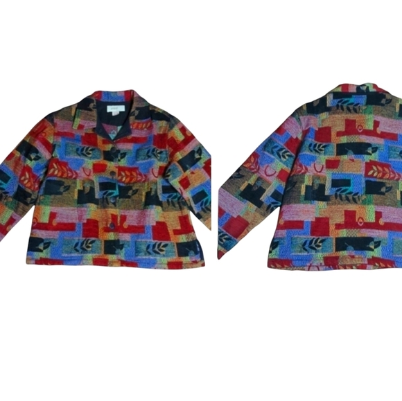 Coastal Cowgirl Tapestry jacket Dopamine bohemian festival color block Sz XL - Picture 11 of 11